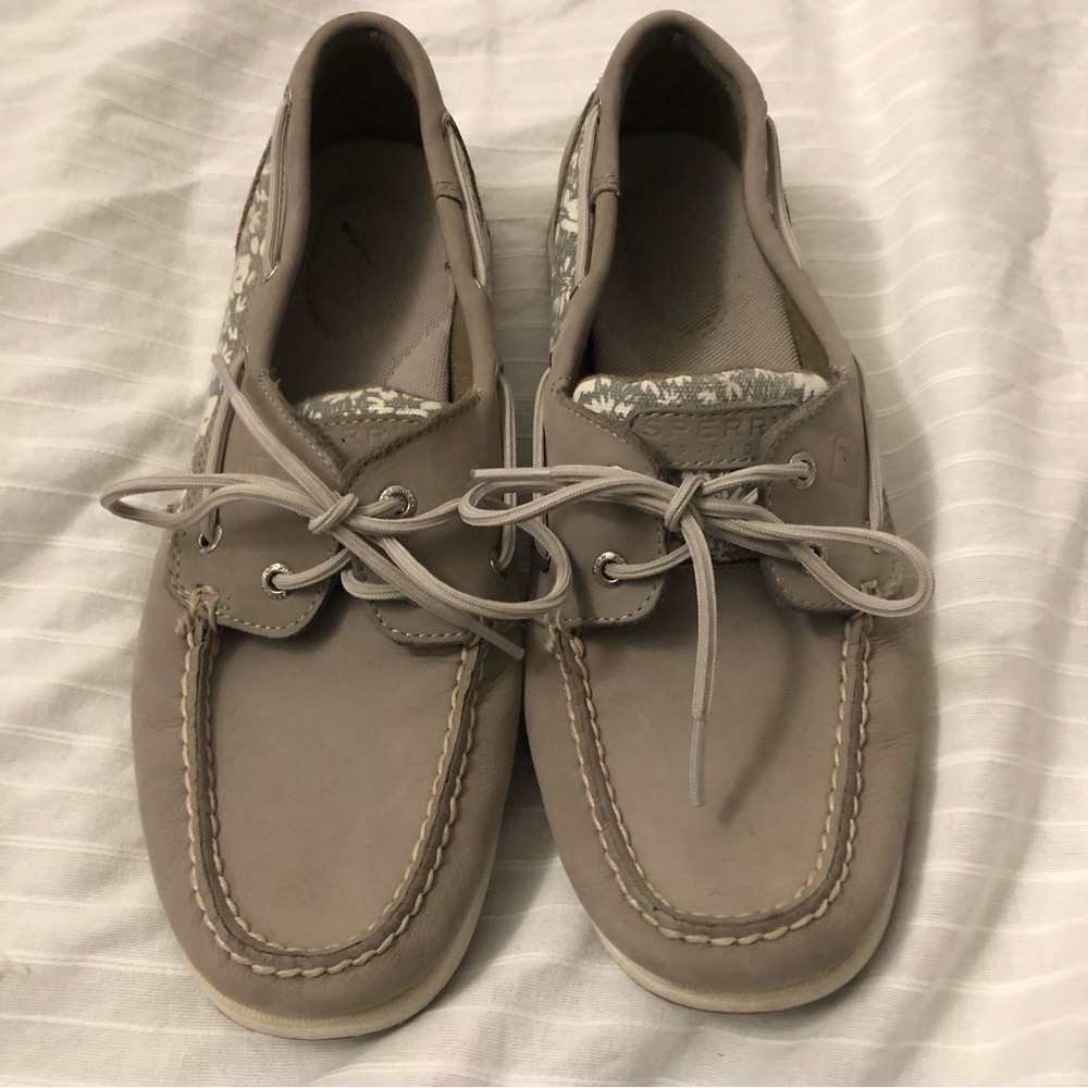 Sperry Top Sider Women's Comfort Shoes Leather Brown Gray Floral Size 8.5